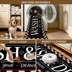 Laundry Room Rug Runner 20"X49" Non Slip TPRback Laundry Rugs for Laundry Decor Bordered Design Washable Runner Rugs for Kitchen Floor Laundry Room Bathroom Hallway Entryway Area Rugs-Black Plaid