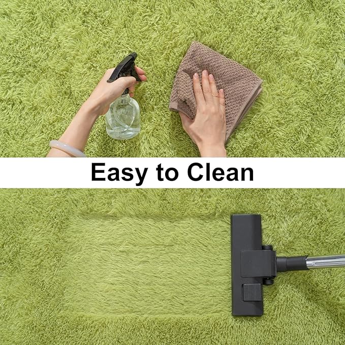Soft Runner Rugs for Bedroom Hallways, 2x4 Grass Green Fluffy Shag Throw Area - Image 4