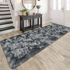 Tie-Dyed Dark Grey 3x10 Machine Washable Runner Rugs by JiaoBaba