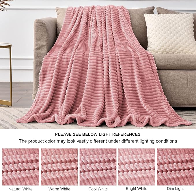BEDELITE Fleece Blanket Twin Size – 3D Ribbed Jacquard Soft and Warm Decorative - Image 6