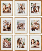 Sheffield Home 9 Piece Gallery Wall Frame Set, 12x12 in. Matted to 8x8 in. (Light Natural)