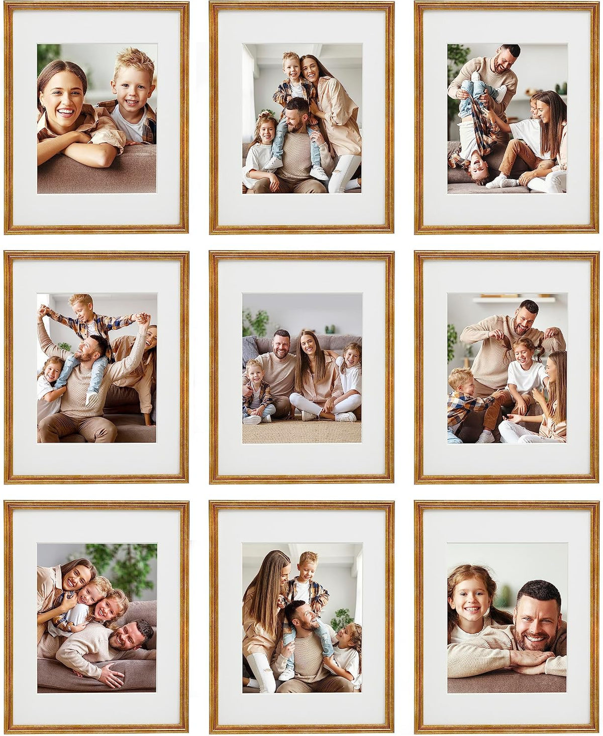 Sheffield Home 9 Piece Gallery Wall Frame Set, 12x12 in. Matted to 8x8 in. (Light Natural)