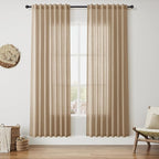 Sand Beige Linen Curtains 80 Inch Length by Nanspring