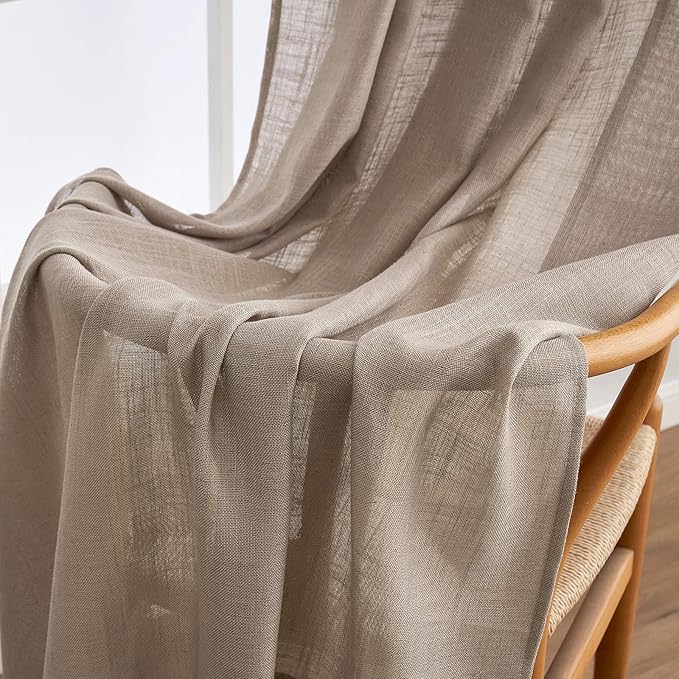 MIULEE Taupe Linen Curtains 90 Inch Length 2 Panels - Image 6