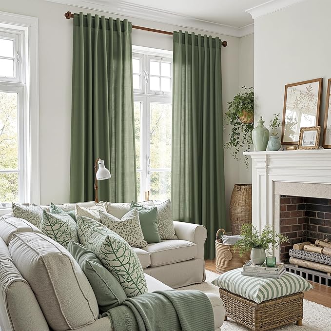 Nanspring Forest Green Linen Curtains 96 Inches Long - Image 5