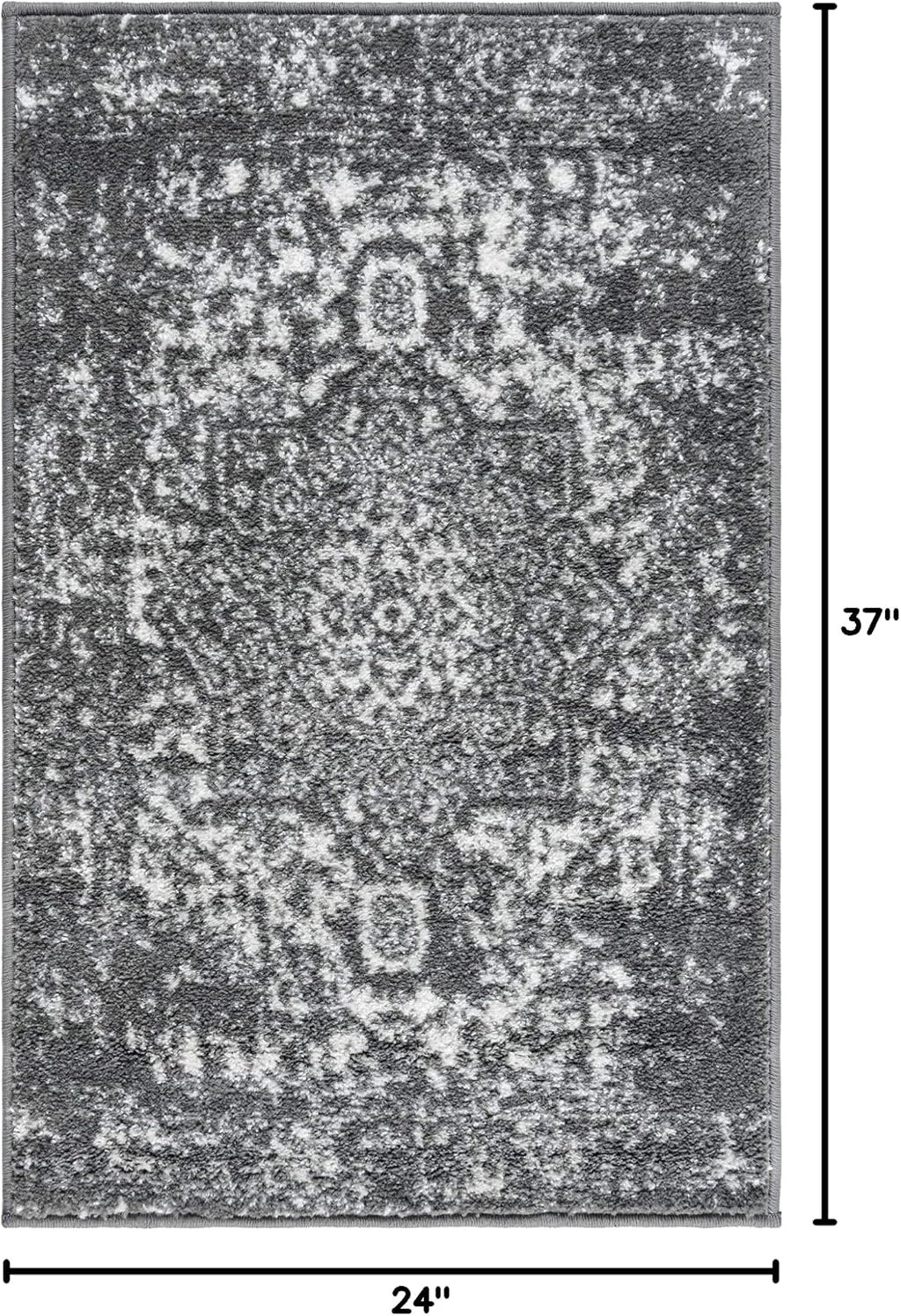 Unique Loom Richmond Collection Area Rug - Medallion (2' x 3' 1" Rectangle, Dark Gray/ Ivory)
