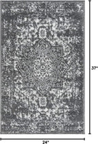 Unique Loom Richmond Collection Area Rug - Medallion (2' x 3' 1" Rectangle, Dark Gray/ Ivory)