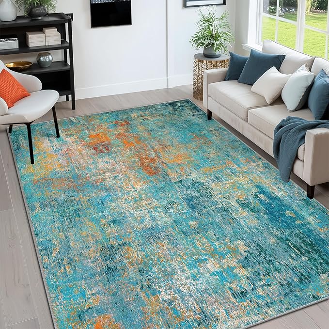 Washable Area Rugs 5'x7' Non-Slip Modern Abstract Soft - Image 9