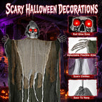 3PCS Scary Hanging Ghosts with Glowing Eyes, Light-Up Halloween Ghost Decorations, Outdoor/Indoor Decor for Graveyard, Haunted House, Yard, Patio, Lawn, Garden & Spooky Party Props