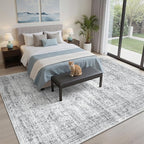Soalmost 5x8 Area Rugs Grey Low Pile Indoor Washable Trendy Faded Style Rugs - Image 2