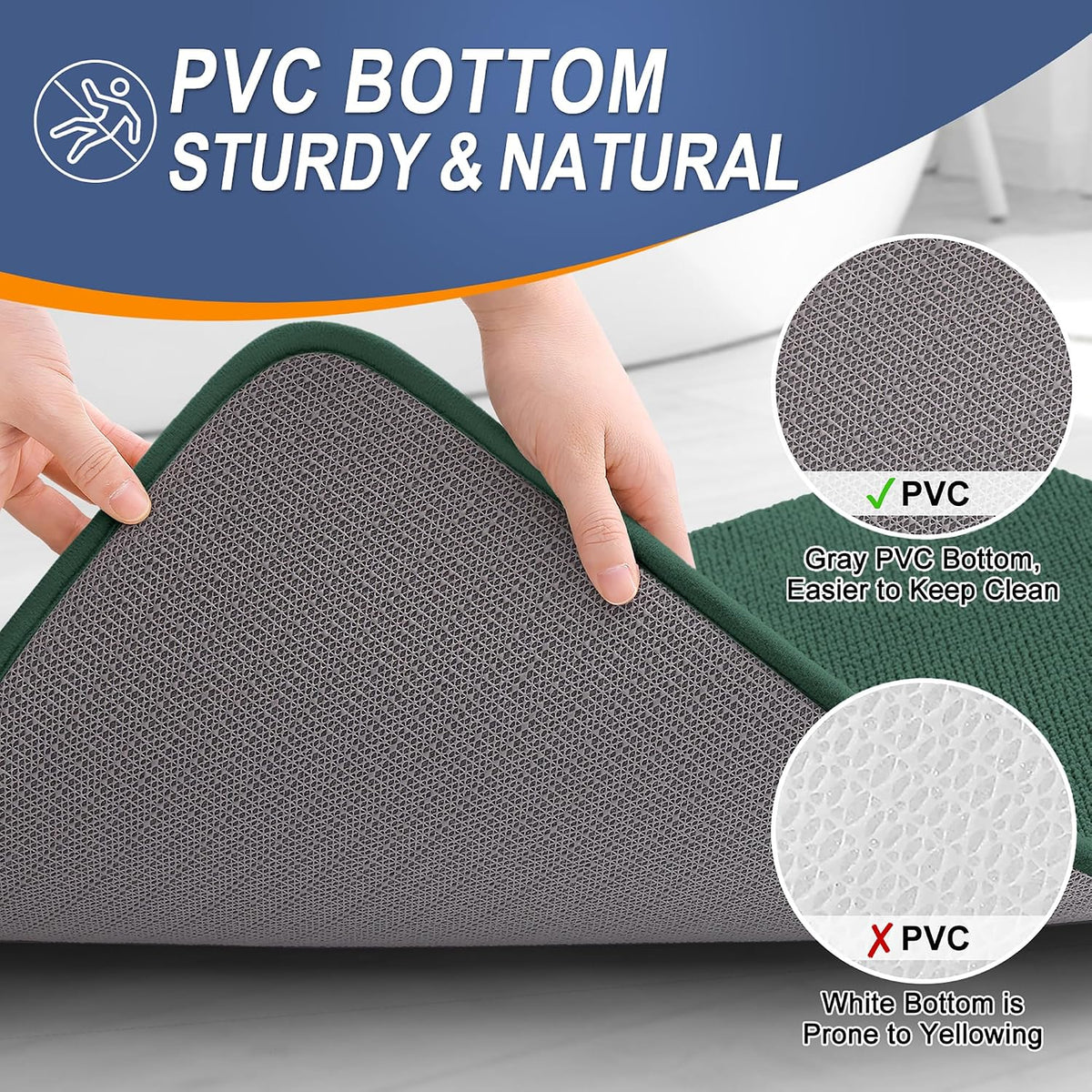 OLANLY Memory Foam Small Bathroom Rugs 24x16, Absorbent Mat, Blackish Green