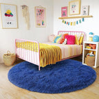 3'x3' Blue Round Rug for Bedroom, Ultra Soft Fluffy Circle Rug for Kids Girls - Image 7