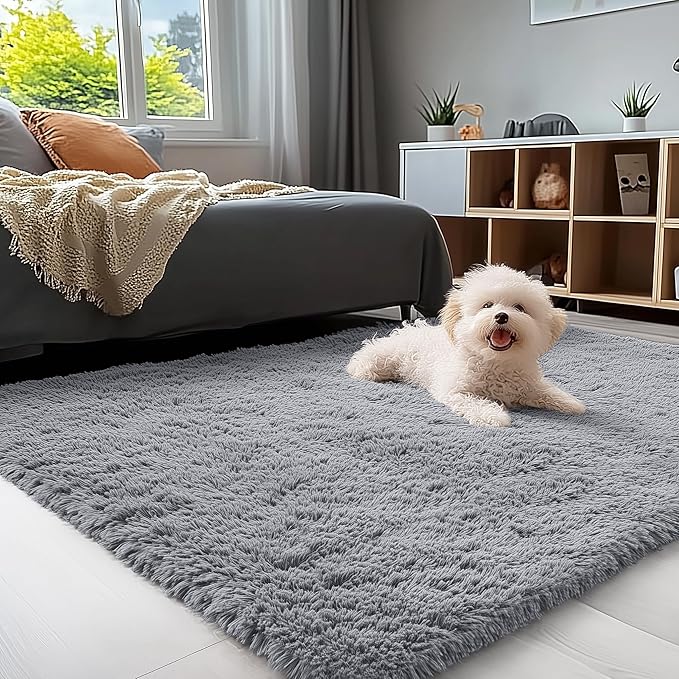 OLANLY 3x4 Machine Washable Accent Rug, Soft Fluffy Shaggy Area Rug by OLANLY