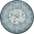 GarveeHome Misty Blue Botanical Grove 6ft Round Rug, Small Circle Vintage - Image 5