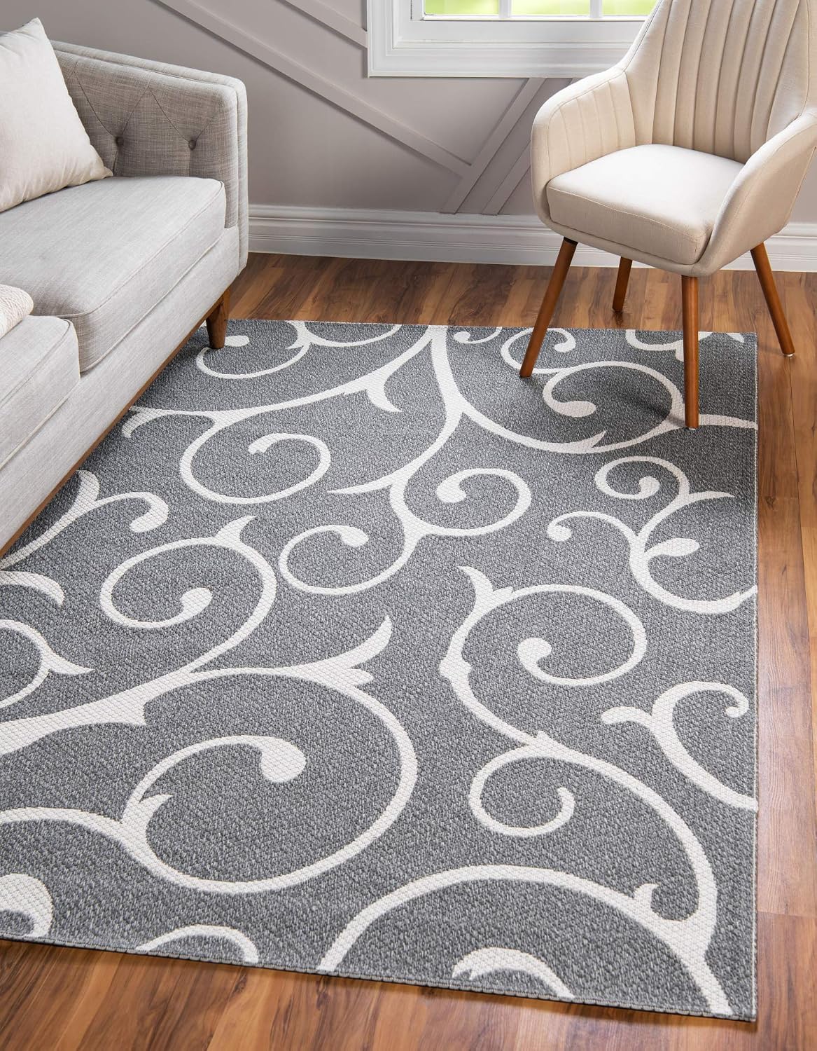Unique Loom Decatur Collection Damask Botanical, Geometric, Modern Area Rug (2' 2 x 3' 0 Rectangular, Navy Blue/ Ivory)