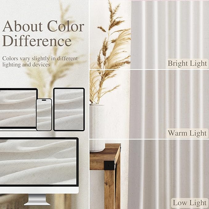 Nanspring Natural Linen Curtains 90 Inches Long - Image 3