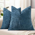 decorUhome Navy Blue Chenille Throw Pillow Covers 18x18 Set of 2 Textured Soft by decorUhome
