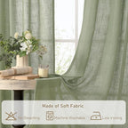 LAMIT Linen Semi Sheer Curtains 96 inches Long 2 Panels Set, Light Filtering - Image 8