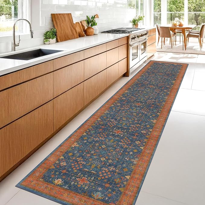 Hazo Haus Navy Blue Washable Hallway Runner Rug 2x10 Non Slip Rugs - Image 3