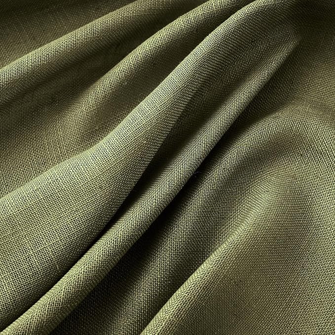 MIULEE Light Olive Green Linen Curtains 90 Inch Long 2 Panels - Image 4