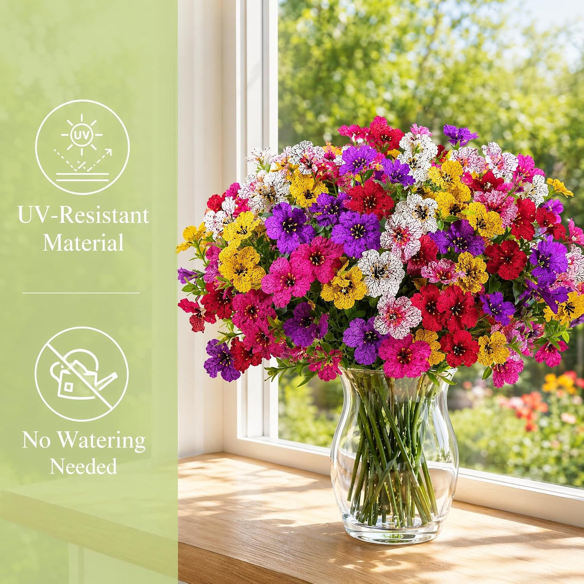 20 Bundles Artificial Flowers UV Resistant Plastic 6 Mixed Color