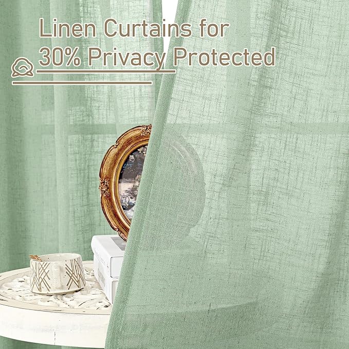 LAMIT 40 Inch Length Linen Curtains - Image 5