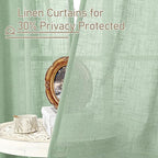 LAMIT 95 Inches Long Fresh Green Linen Curtains - Image 5