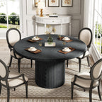 Tribesigns 47" Round Dining Table for 4, Farmhouse Kitchen Table with Metal Base, Modern Small Dinner Table for Dining Room,Kitchen (Chairs Not Included)