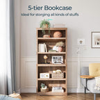 LINSY HOME 5-Shelf Bookcase, Bookshelves Floor Standing Storage Shelves 68 in Tall Bookcase Home Decor Furniture for Home Office, Living Room, Bed Room - Dark Brown