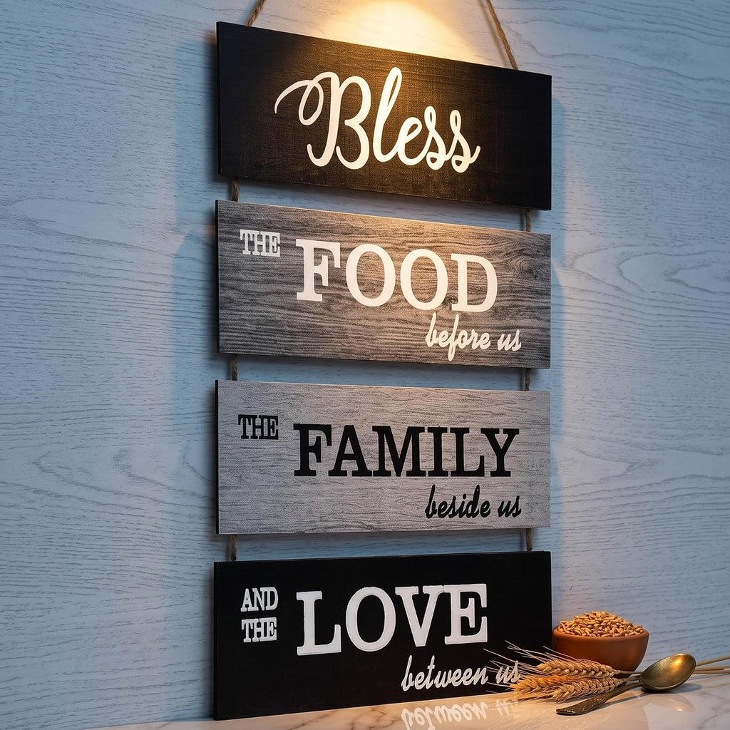Jetec Bless Kitchen Wall Sign Farmhouse Decor Rustic Dining Room Wall Art