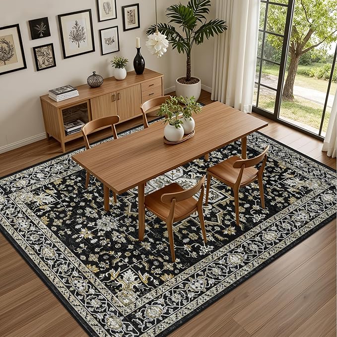 3x5 Area Rugs Living Room Rug: Washable Vintage Boho Medallion Rug No Slip - Image 4