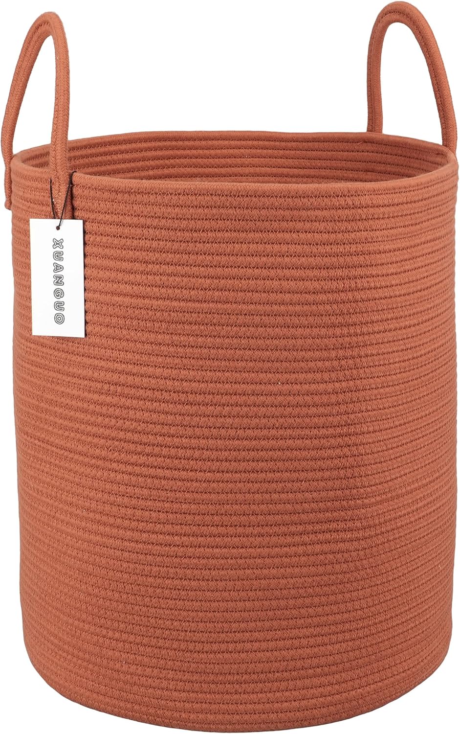 XUANGUO Cotton Rope Laundry Basket Hamper for Girls Kids Baby Nursery Pink