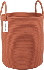 XUANGUO Cotton Rope Laundry Basket Hamper for Girls Kids Baby Nursery Pink
