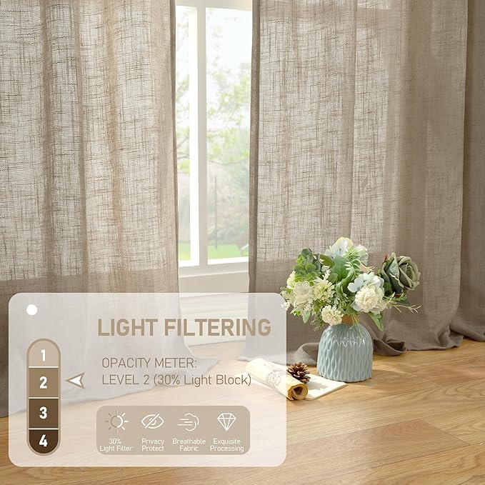 LAMIT 40 Inch Length Linen Curtains - Image 4