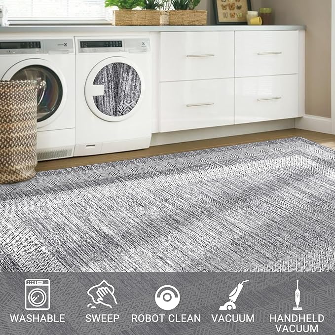 Washable 2.5x10 Kitchen Runner Rug, Easy Clean Geometri Rugs - Image 8