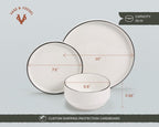 Vase and Vessel Ceramic Dinnerware Set, 12-Piece Service for 4, Round, Microwave and Dishwasher Safe, Cambridge Classics (French)