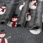 PAVILIA Christmas Snowman Throw Blanket, Grey Winter Fleece, 50x60