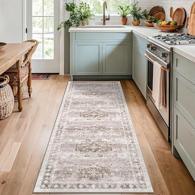 Boho 2x8 Long Runner Rugs for Hallway, Neutral Farmhouse Non Slip Runner for - Image 3