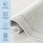 Arkwright 100% Cotton Bathroom Rug - High Absorbent Stylish Textured Woven Design Bath Mat, Slip Resistant Backing for Shower and Bathtub Floor, 24x36 in - Grey