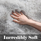 ONASAR 2x6 Runner Rugs for Bedroom Living Room, Fluffy Tie-Dyed Light Grey - Image 2