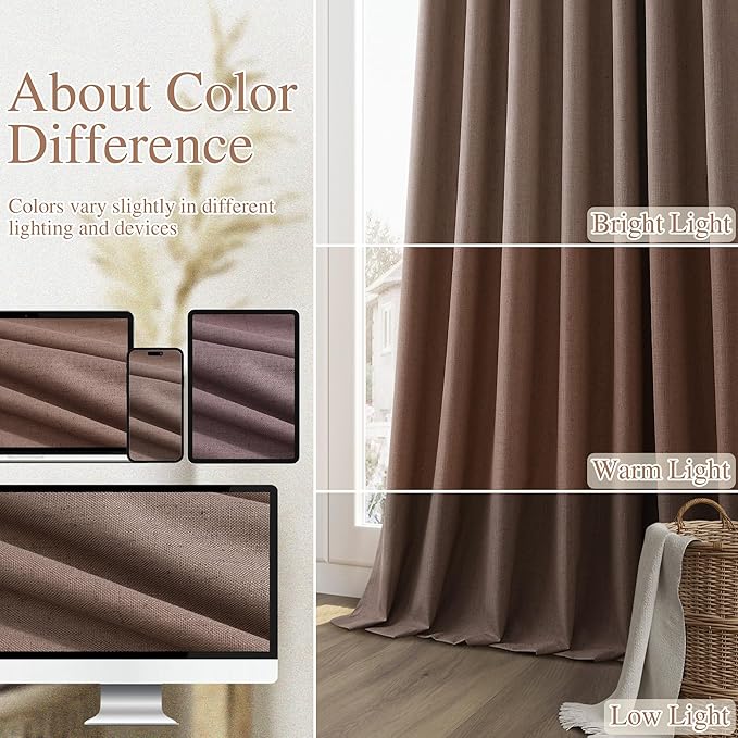 Guken 100% Blackout Curtains 108 Inch Length 2 Panels Set - Image 7