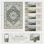 5x7 Area Rugs Living Room Rug: Washable Vintage Boho Medallion Rug No Slip - Image 2