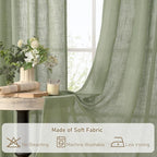 LAMIT Sage Green 80 inch Linen Curtains - Image 9