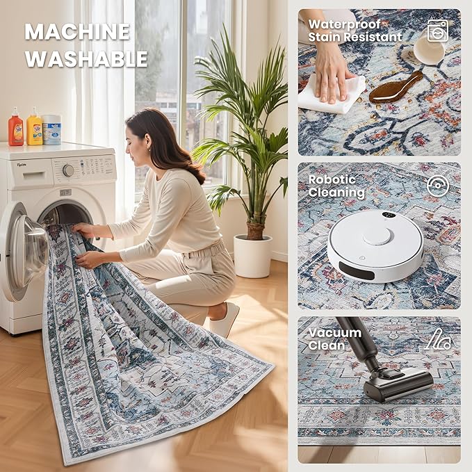 zesthome 8x10 Area Rugs, Stain Resistant Washable Rug, Ultra-Thin Rugs - Image 5