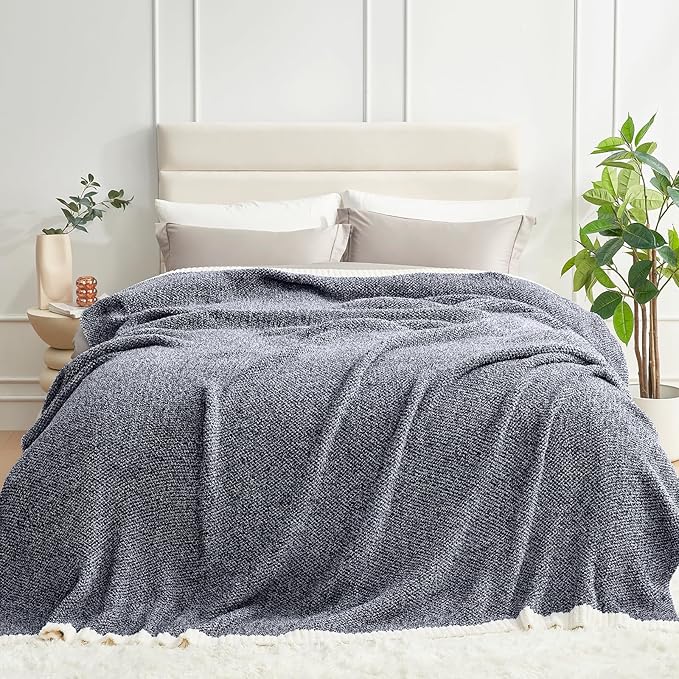 Snuggle Sac Queen Size Bedding Blanket Navy, Oversized Super Soft Bed Blankets by SnuggleSac