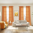 Nanspring Orange Linen Blend Drapes 84 Inch Length 2 Panels Set Back Tab Rod - Image 7