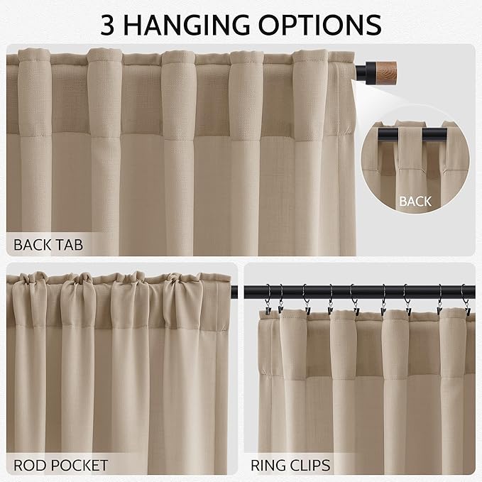 Sepia Beige Linen Curtains 108 Inches Long - Image 2