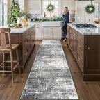 Washable 12ft Kitchen Area Rug: Abstract Entryway Rug Runner Soft Bedroom by HYHAOYUNLAI