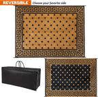 SAND MINE Reversible Mats, Plastic Straw Rug, Modern Area Rug, Large Floor Mat and Rug for Outdoors, RV, Patio, Backyard, Deck, Picnic, Beach, Trailer, Camping (9' x 12', Brown & Black)