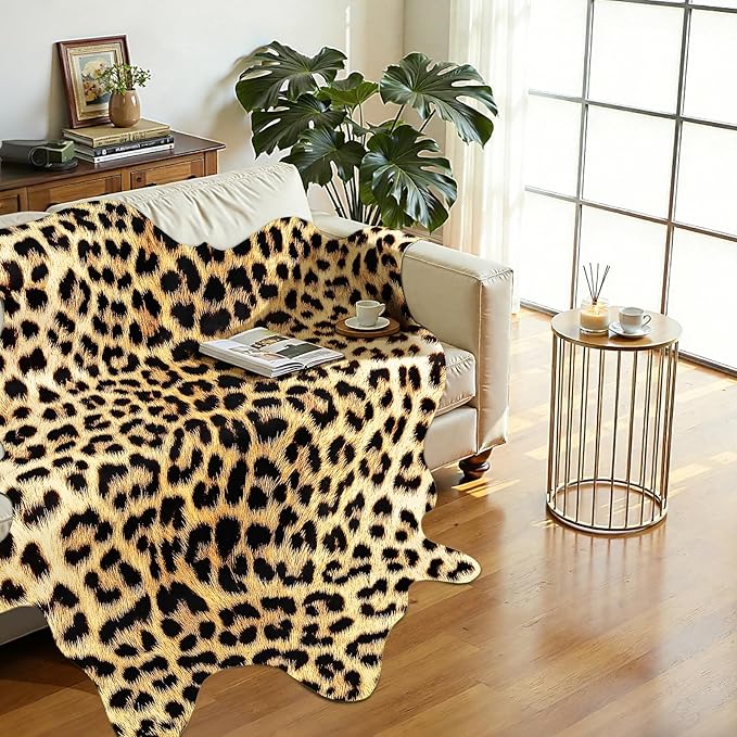 AROGAN Western Decor Faux Fur Leopard Rug, 8 x 10 Feet Premium Animal Skin - Image 4